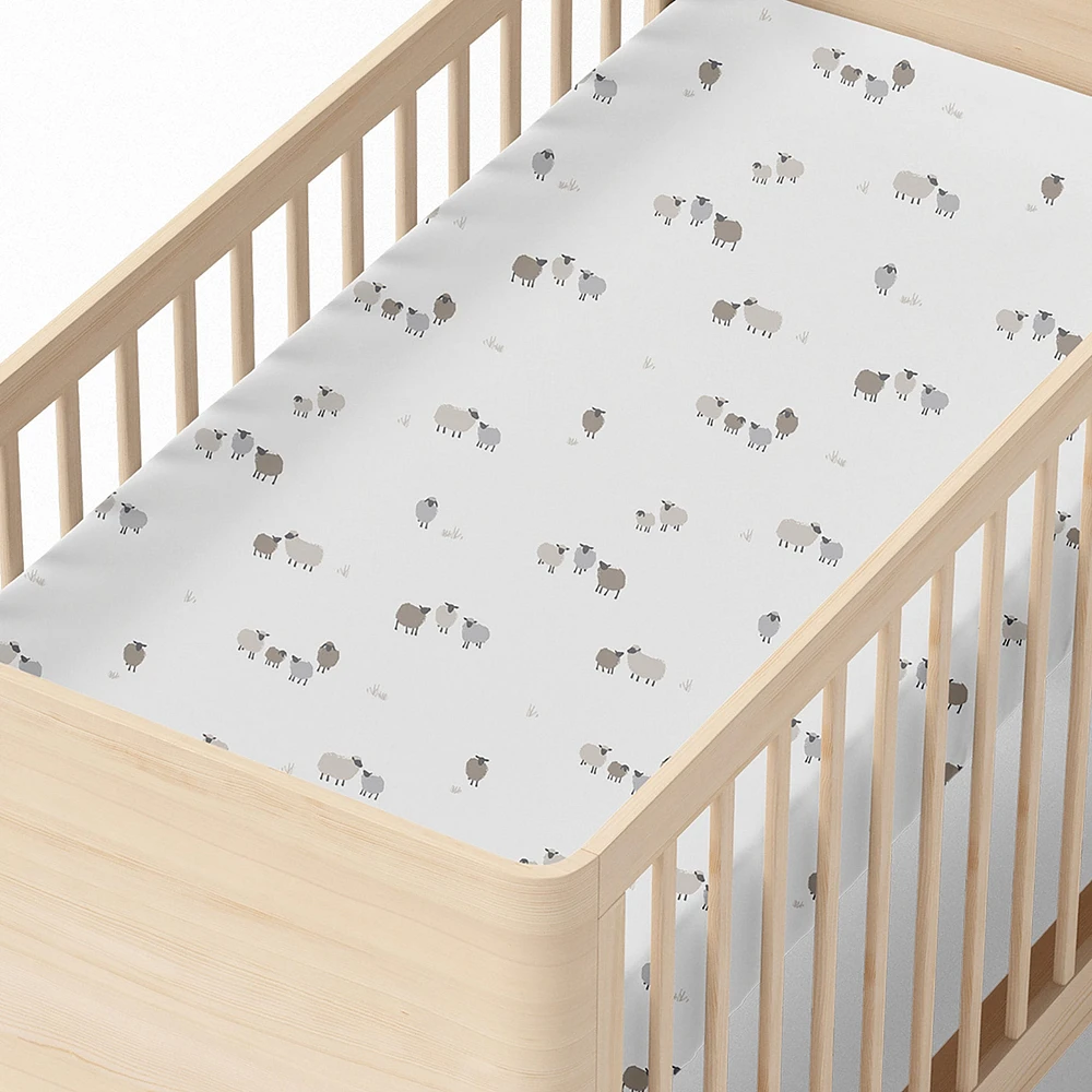 Crib Fitted Sheet - Lambs (Laura Lémerveil Exclusive)