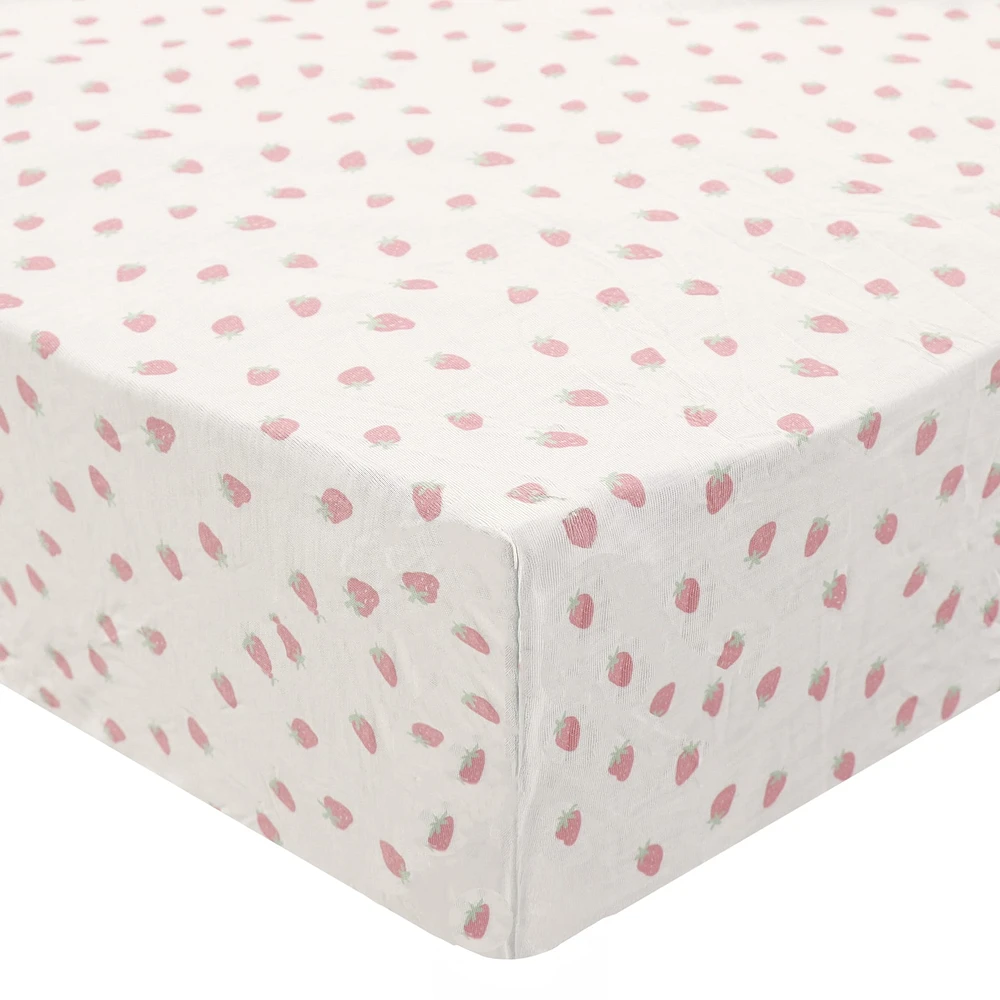 Drap Contour pour Lit de Bébé - Fraises