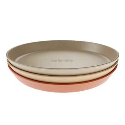 Assiette en Bambou Paquet de 3 - Fog/Rye/Brick