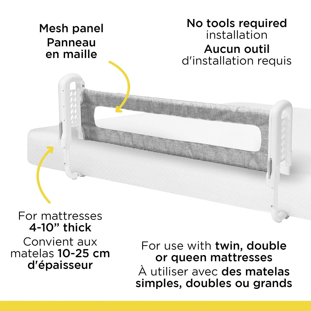 Barrière de Lit Dessus de Matelas - Gris