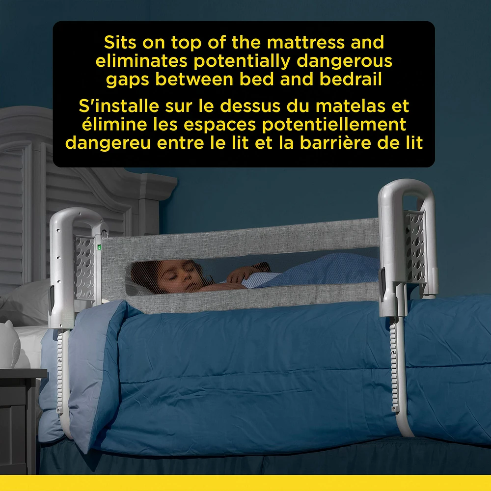 Barrière de Lit Dessus de Matelas - Gris