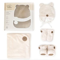 Teddy bear gift box for baby (4 accessories) - Cream 0-6M