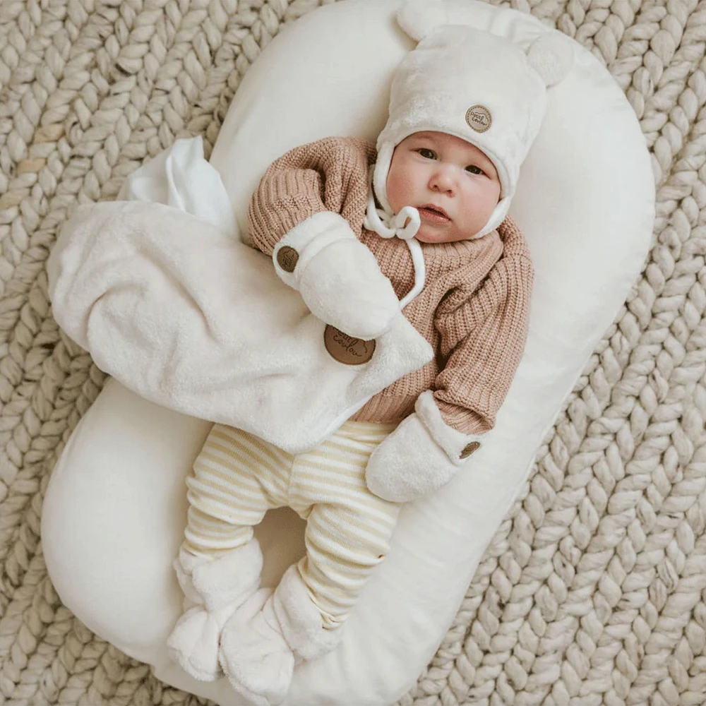 Teddy bear gift box for baby (4 accessories) - Cream 0-6M