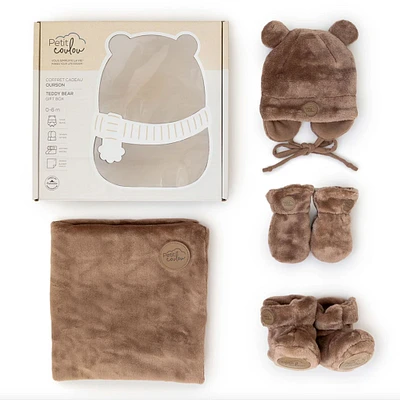 Coffret cadeau Ourson pour bébé (4 accessoires) - Moka 0-6m
