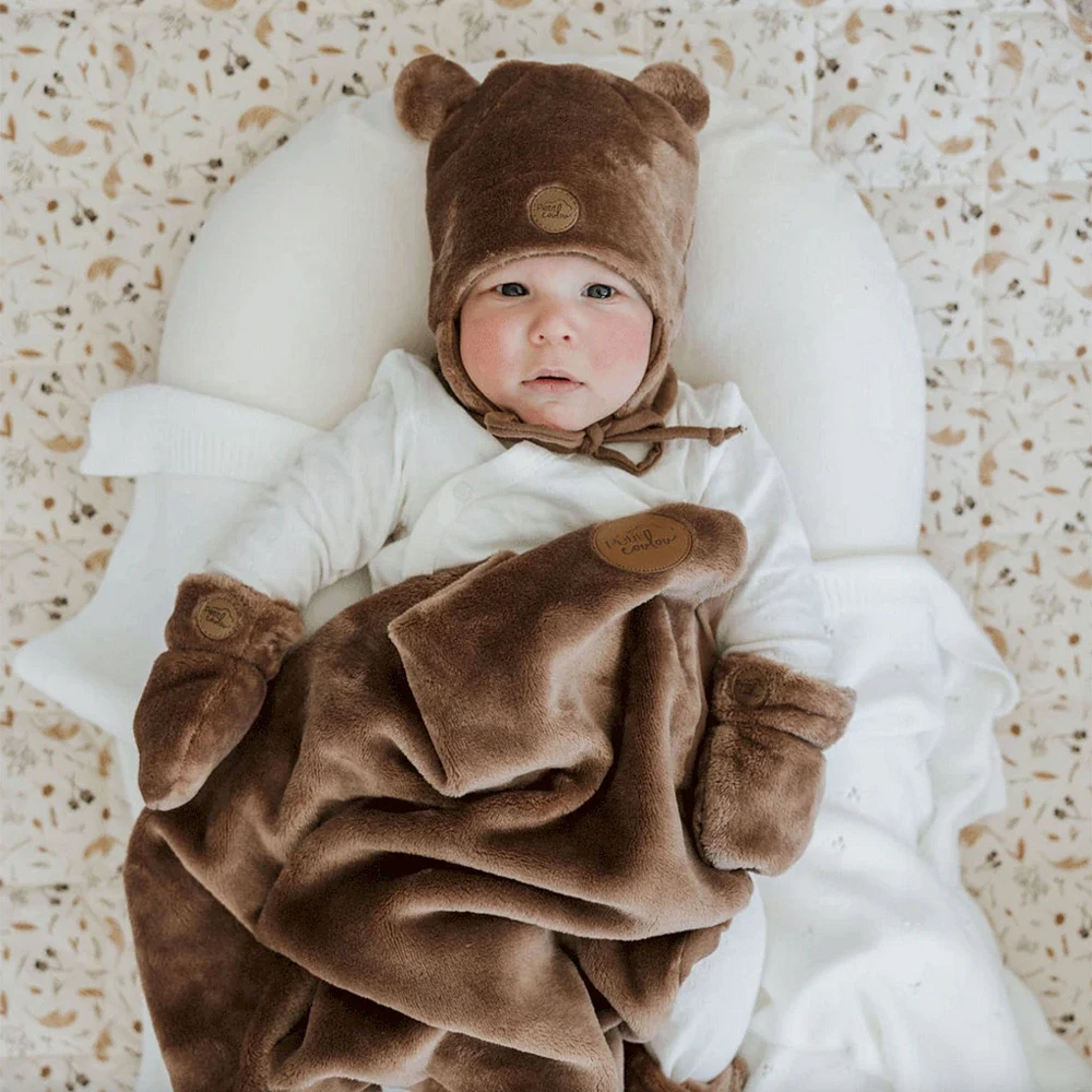 Teddy bear gift box for baby (4 accessories) - Moka 0-6M