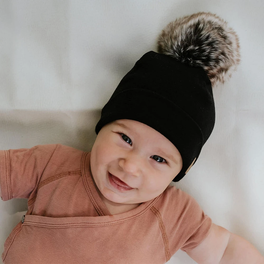 Baby Beanie 0-6m - Onyx Black