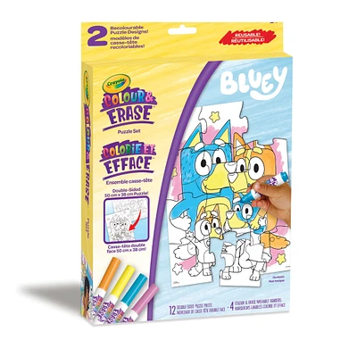 Ensemble  de Puzzles Réutilisables Crayola Colorie et Efface de Bluey