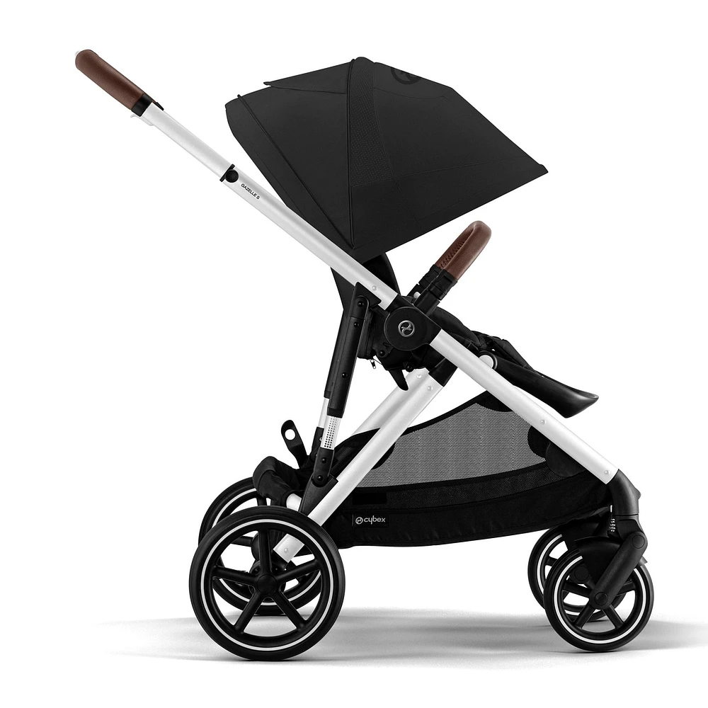Gazelle S Stroller - Silver Frame with Moon Black Seat