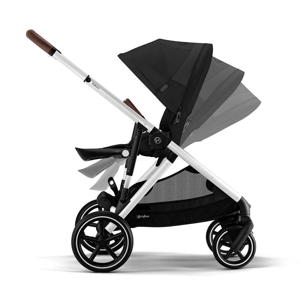 Gazelle S Stroller - Silver Frame with Moon Black Seat