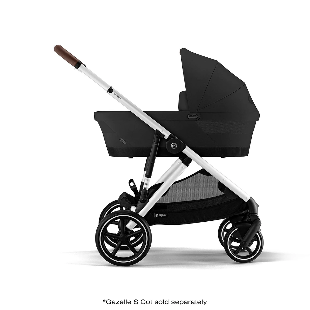 Gazelle S Stroller - Silver Frame with Moon Black Seat