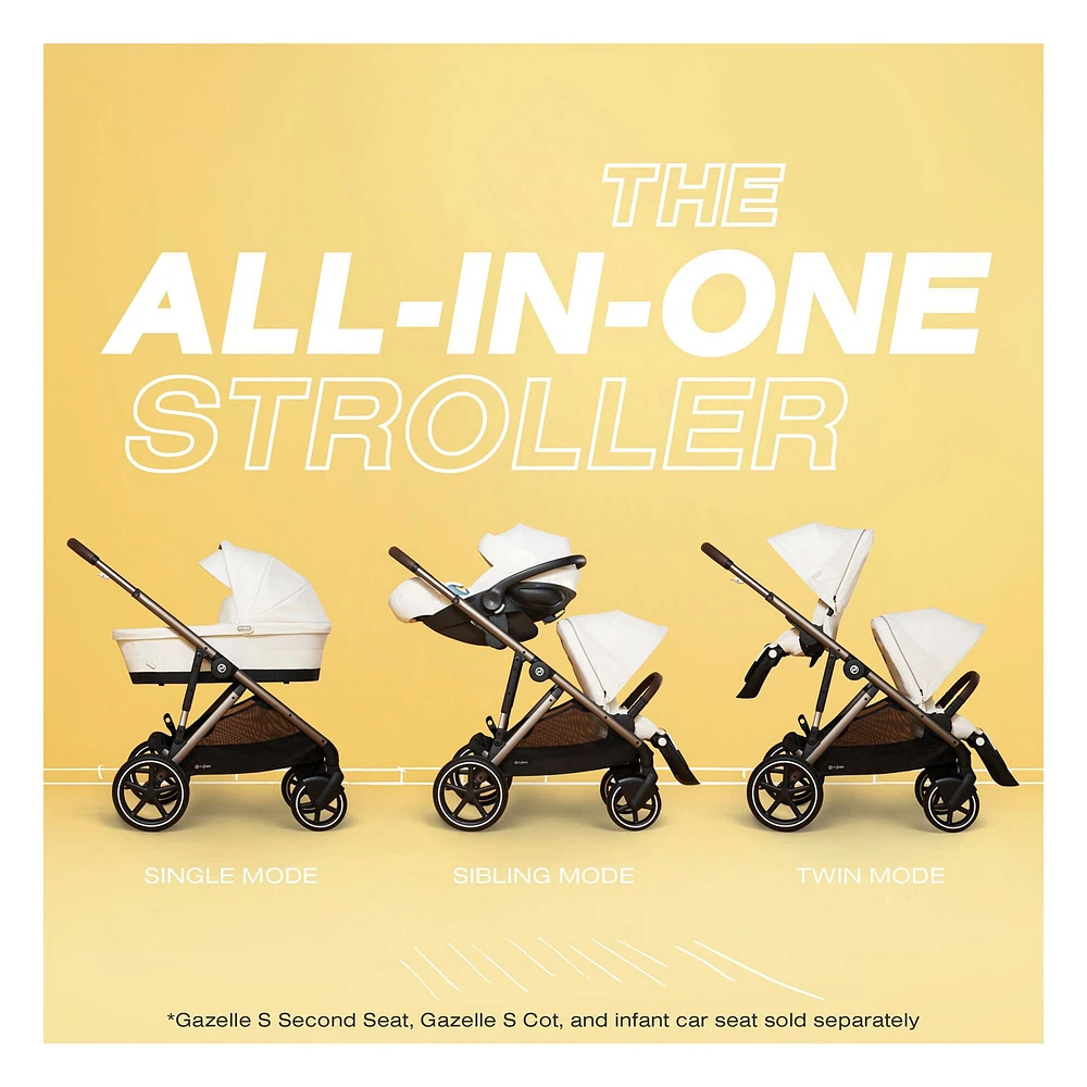 Gazelle S Stroller - Silver Frame with Moon Black Seat