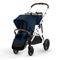 Poussette Gazelle S – Châssis couleur argent avec siège Bleu Océan