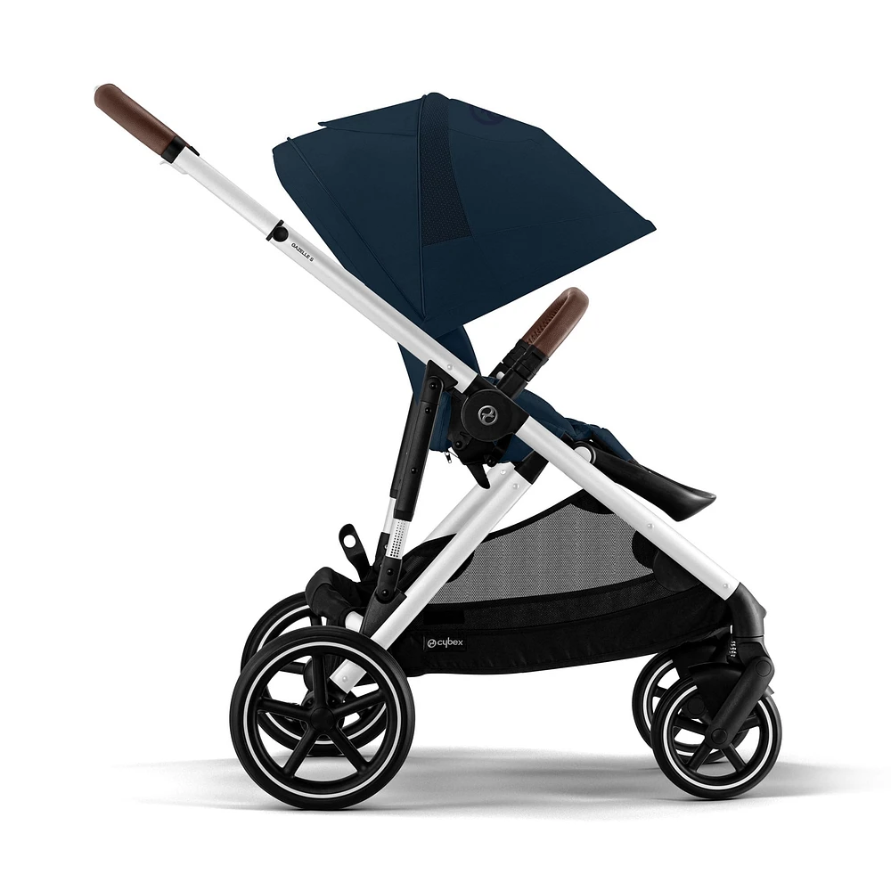 Poussette Gazelle S – Châssis couleur argent avec siège Bleu Océan