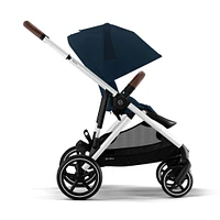 Poussette Gazelle S – Châssis couleur argent avec siège Bleu Océan