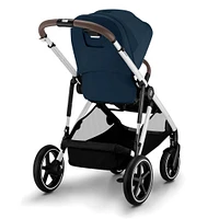 Poussette Gazelle S – Châssis couleur argent avec siège Bleu Océan