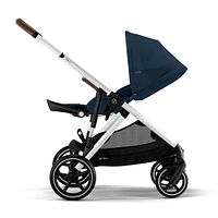 Poussette Gazelle S – Châssis couleur argent avec siège Bleu Océan