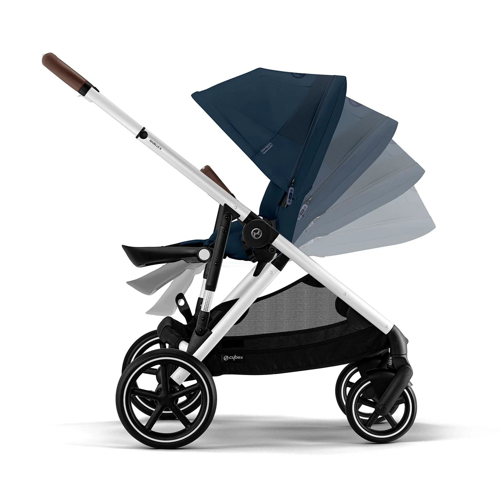 Poussette Gazelle S – Châssis couleur argent avec siège Bleu Océan