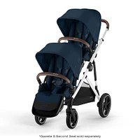Poussette Gazelle S – Châssis couleur argent avec siège Bleu Océan