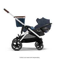 Poussette Gazelle S – Châssis couleur argent avec siège Bleu Océan