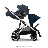 Poussette Gazelle S – Châssis couleur argent avec siège Bleu Océan