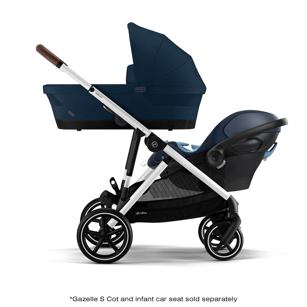Poussette Gazelle S – Châssis couleur argent avec siège Bleu Océan