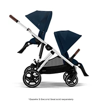 Poussette Gazelle S – Châssis couleur argent avec siège Bleu Océan