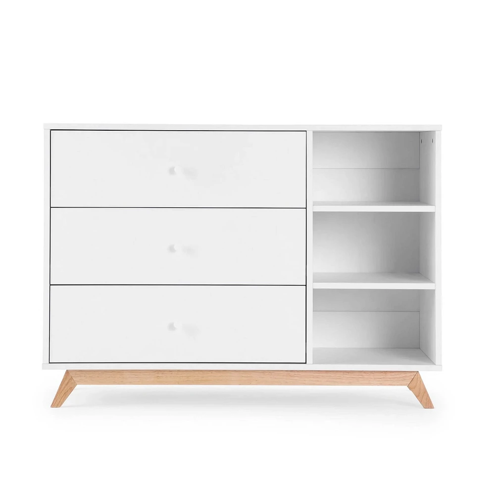 Commode 3 tiroirs Central Park - Blanc / Naturel