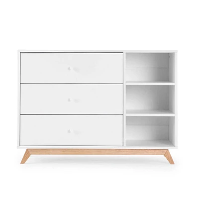 Commode 3 tiroirs Central Park - Blanc / Naturel