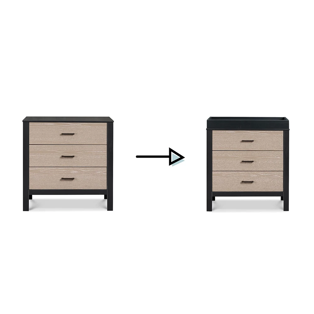 Commode 3 Tiroirs Radley - Ébène et Bois Côtier