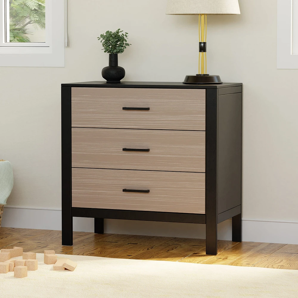 Commode 3 Tiroirs Radley - Ébène et Bois Côtier