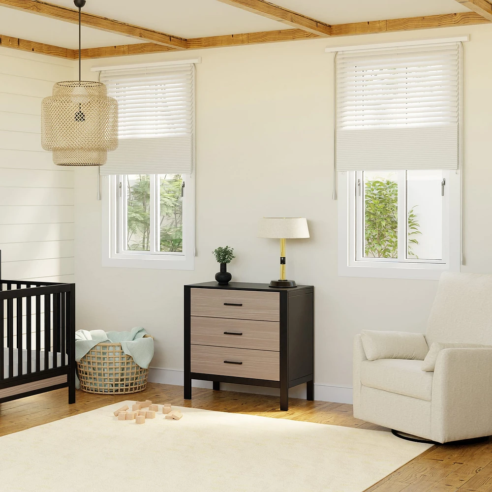 Commode 3 Tiroirs Radley - Ébène et Bois Côtier