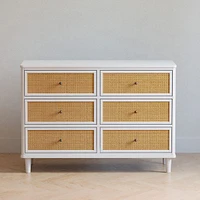 Marin with Cane 6 Drawer Assembled Dresser - Warm White and Honey Cane