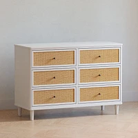 Marin with Cane 6 Drawer Assembled Dresser - Warm White and Honey Cane