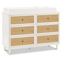 Marin with Cane 6 Drawer Assembled Dresser - Warm White and Honey Cane