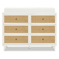 Marin with Cane 6 Drawer Assembled Dresser - Warm White and Honey Cane
