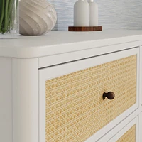 Marin with Cane 6 Drawer Assembled Dresser - Warm White and Honey Cane