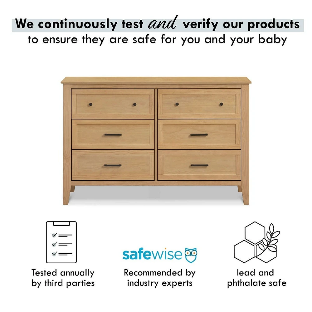 Sawyer Farmhouse 6-Drawer Dresser - Honey