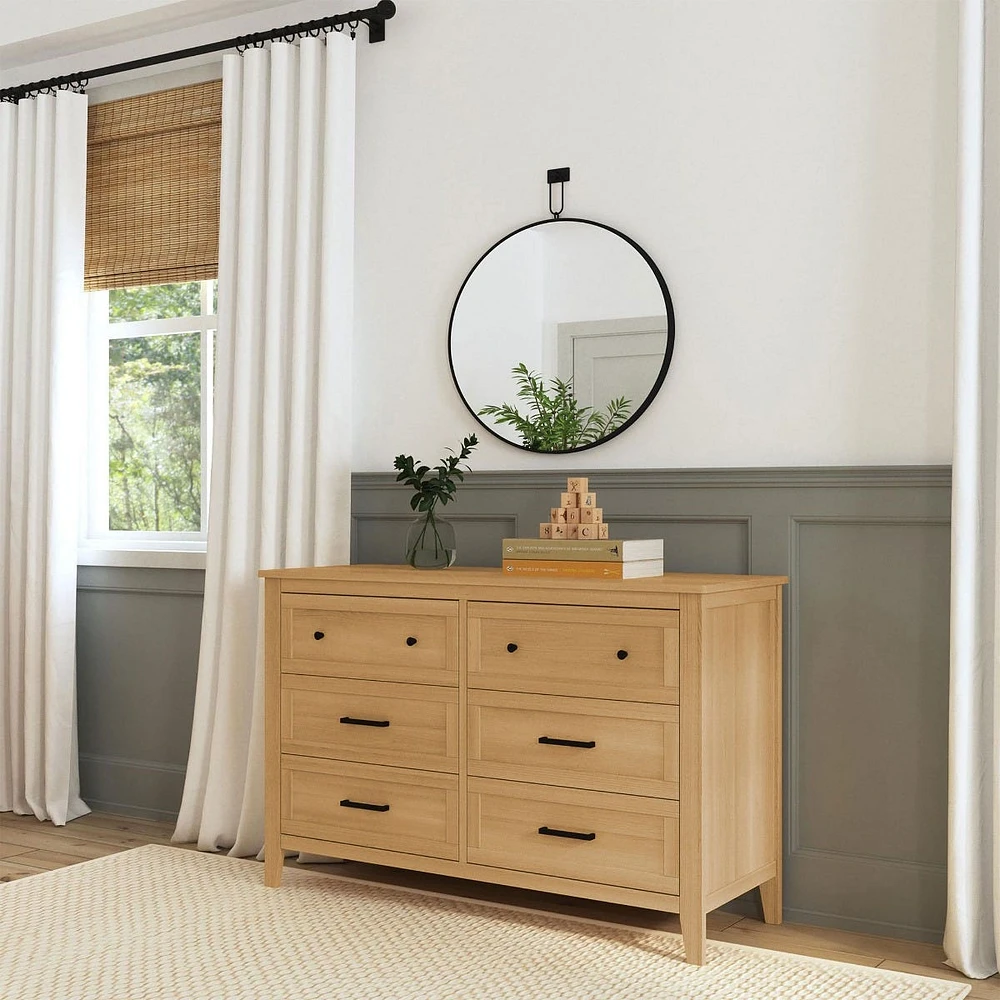 Sawyer Farmhouse 6-Drawer Dresser - Honey