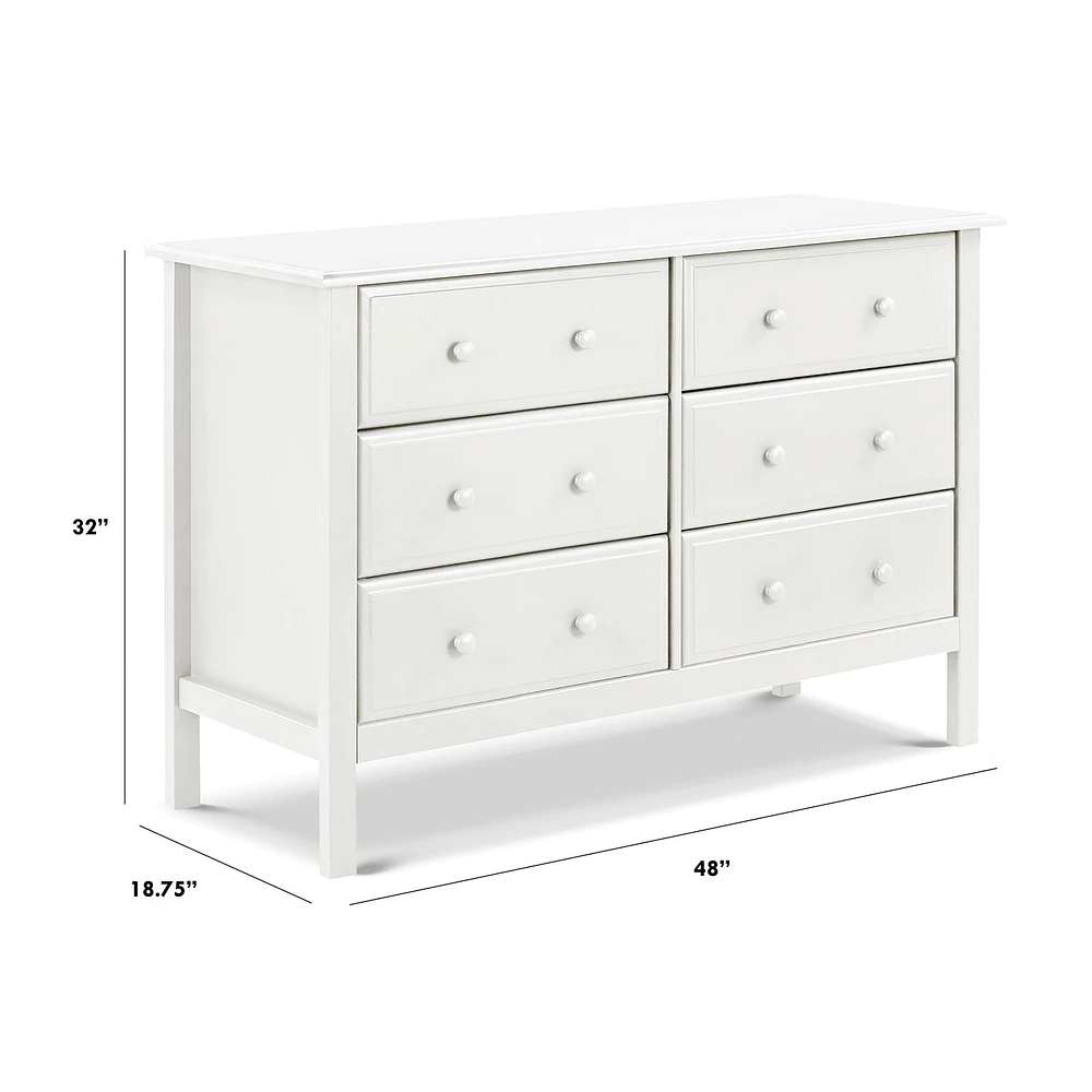 Jayden 6-Drawer Double Wide Dresser - White 