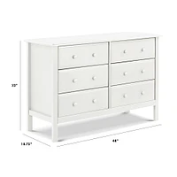 Jayden 6-Drawer Double Wide Dresser - White 