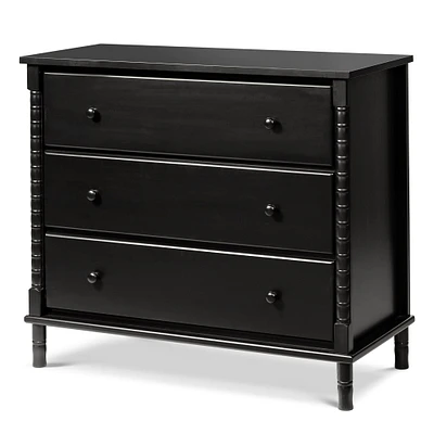 Jenny Lind Spindle 3-Drawer Dresser - Ebony Black