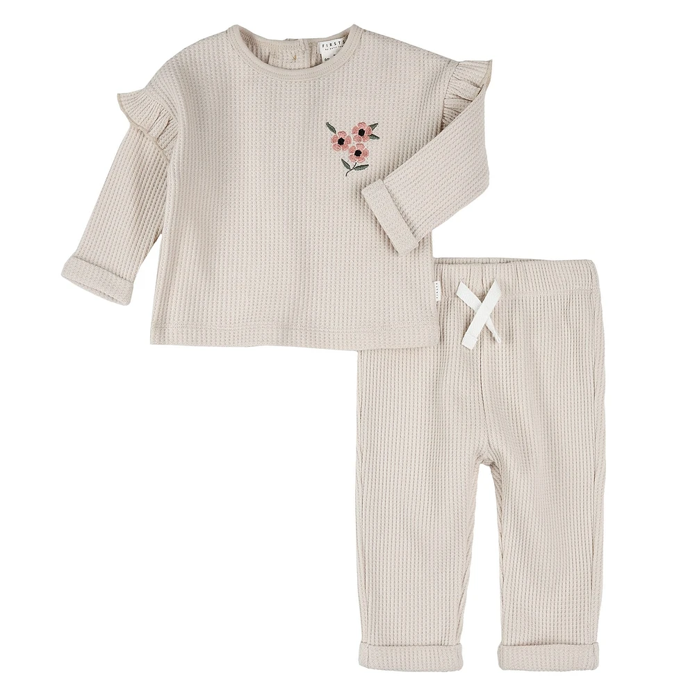 Ensemble Gaufré Fleurs 3-24mois