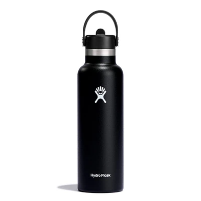 Bouteille avec capuchon de paille flexible 21oz - Noir