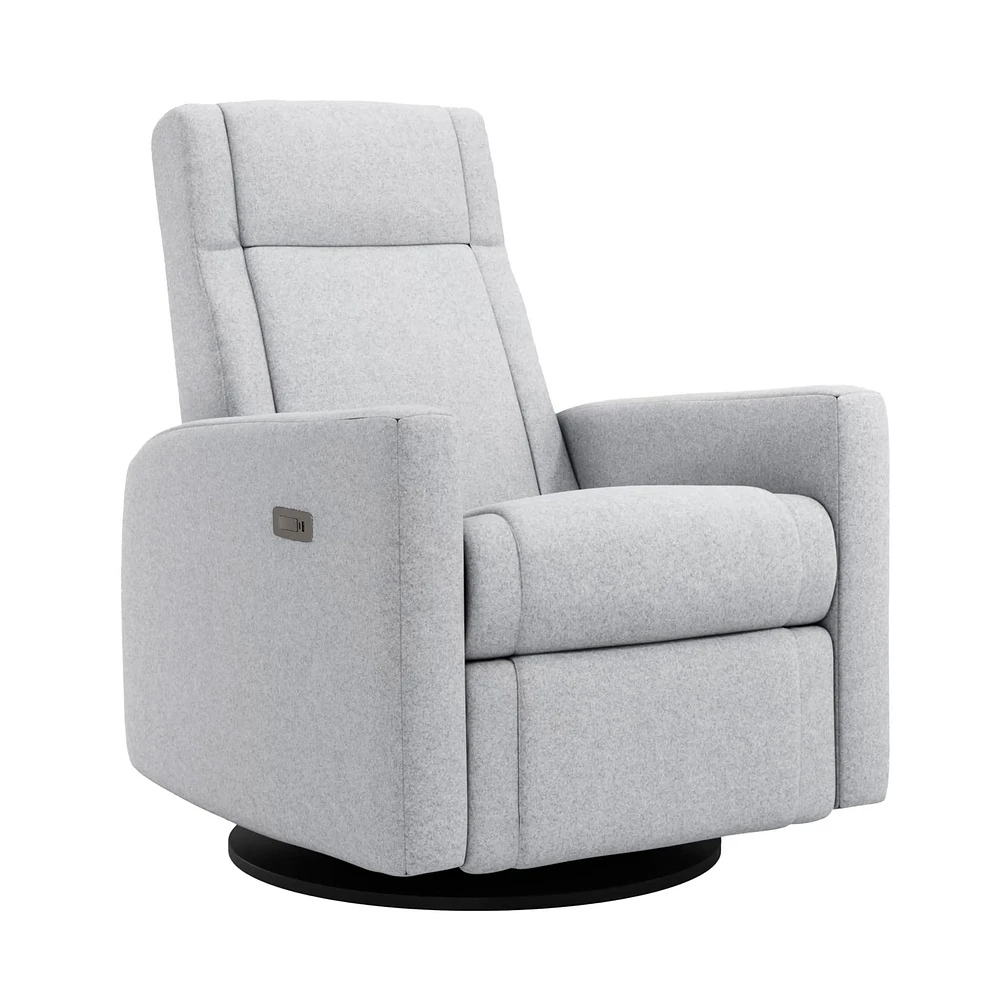 Fauteuil Berçant et Pivotant Nelly - Arlo Heather Gris / Noir avec Mécanisme Électrique