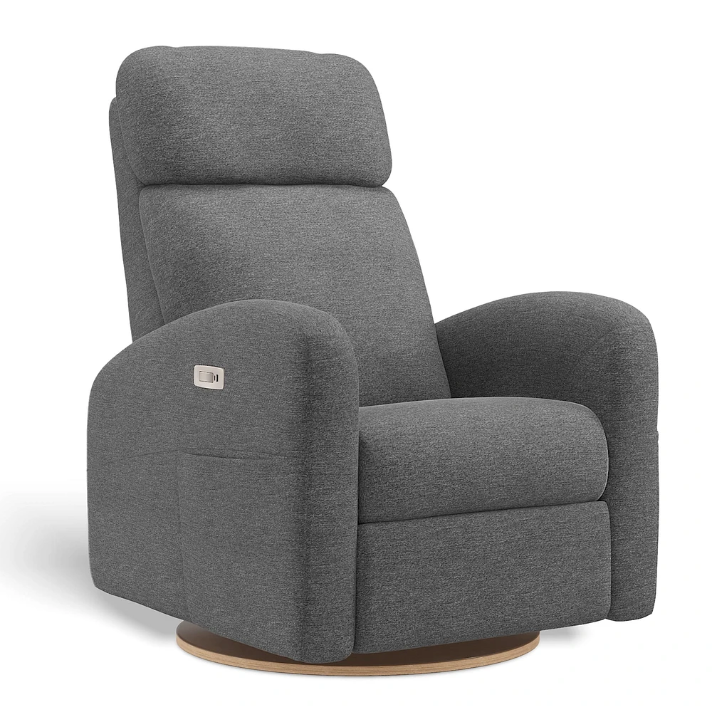 Upholstered Rocking Armchair Swivel, Glider, Recliner Hailey - Nexus Charcoal Motorized Electric