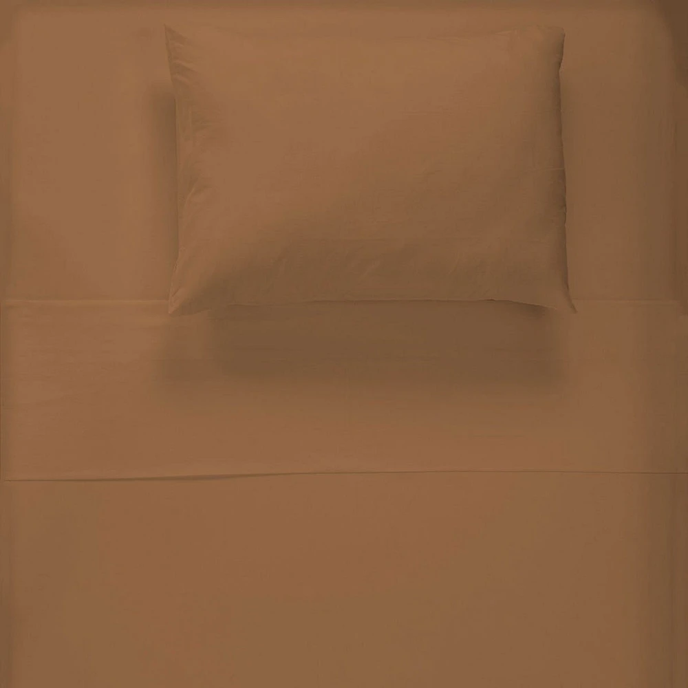 Ensemble Draps Flanelle Lit Simple - Uni Caramel