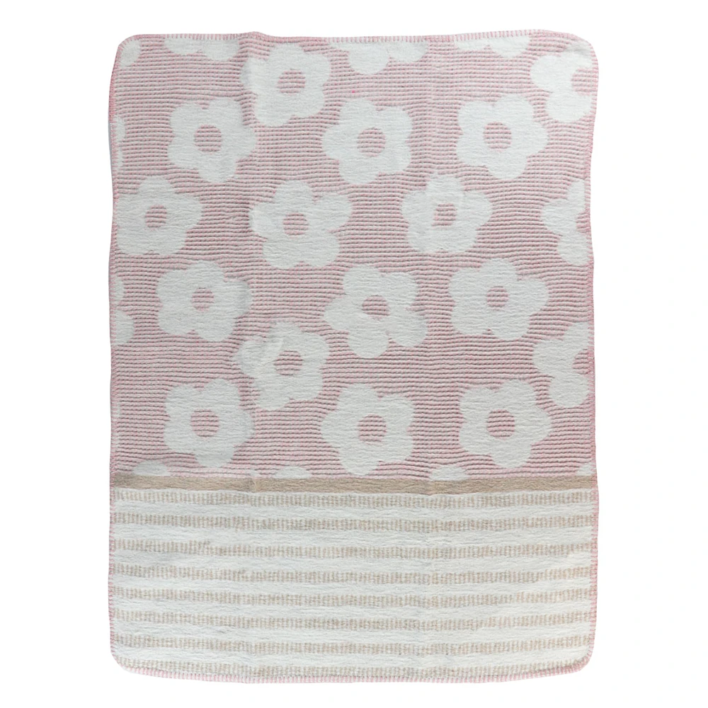 Pink Flower Jacquard Blanket