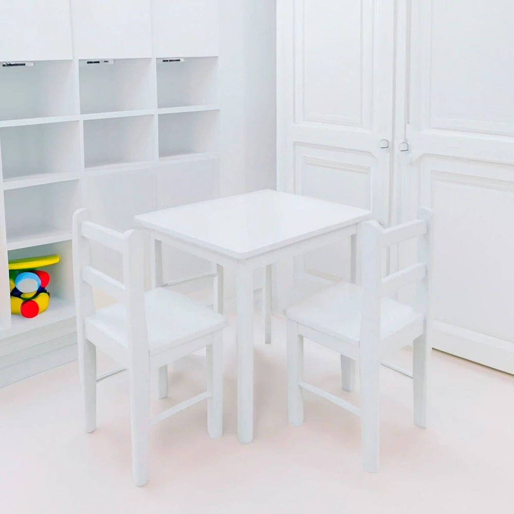 Table et Chaises en Bois - Blanc