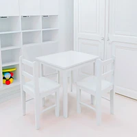 Table et Chaises en Bois - Blanc