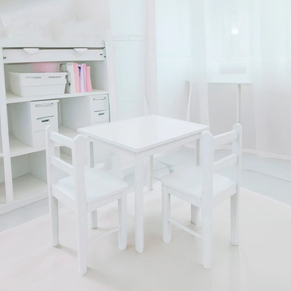 Table et Chaises en Bois - Blanc
